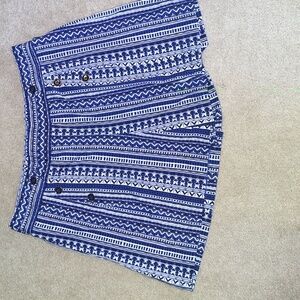 Navy Geometric High Waist Women's Shorts